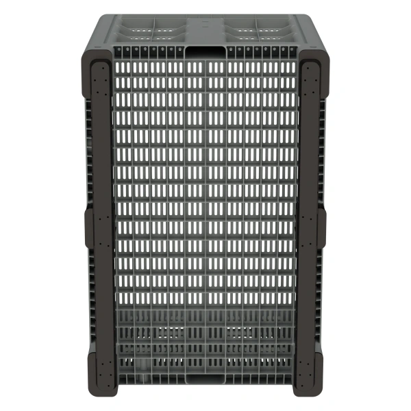 Большой контейнер 1200x800x800 мм iBOX светло-серый c перфорированными стенками и дном, на полозьях