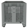 Большой контейнер 1200x800x800 мм iBOX светло-серый c перфорированными стенками и дном, на полозьях