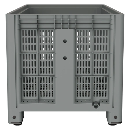 Большой контейнер 1200x800x800 мм iBOX светло-серый c перфорированными стенками и дном, на ножках