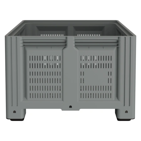 Большой контейнер 1130x1130x760 мм iBOX светло-серый c перфорированными стенками и дном, на ножках