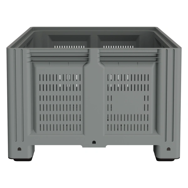 Большой контейнер 1130x1130x760 мм iBOX светло-серый c перфорированными стенками и дном, на ножках