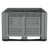 Большой контейнер 1200x1000x780 мм iBOX светло-серый c перфорированными стенками и дном, на полозьях