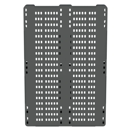 Пластиковый паллет 1200x800x150 мм серый перфорированный на 3-х полозьях с бортиком